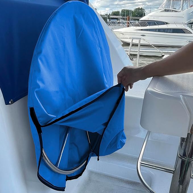 SavvyCraft Waterproof Boat Steering Wheel Covers, Heavy Duty Solution-Dyed 600D Fade-Resistant UV Protection Sailboat Yacht Marine Steering Wheel Protector Case, Vecro and Zipper Closure Blue 26"