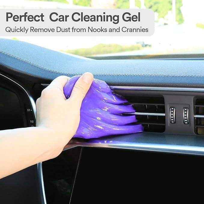 PULIDIKI Car Cleaning Gel Putty Auto Detailing Tools Interior Slime Cleaner Dust Car Accessories Stocking Stuffers Gifts for Men Women Teens White Elephant Gifts for Adults Mom Dad Purple (2Pack)