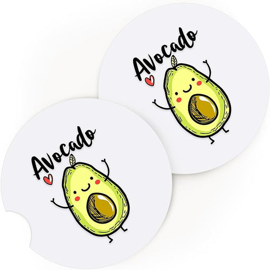 2 Pack Avocado Car Cup Holder Coaster, Cute Car Interior Accessories Drink Coaster for Women & Men, Avocado Lovers Themed Gifts Stuff Accessories Things Merchandise Items!