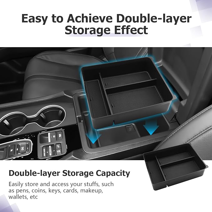 LUWU 2026 Honda Passport Accessories Compatible with 2023 2024 2025 Pilot & 2026 Passport Center Console Organizer,Center Console Cup Holder, Wireless Charging Protective Mat, Armrest Organizer 4PCS