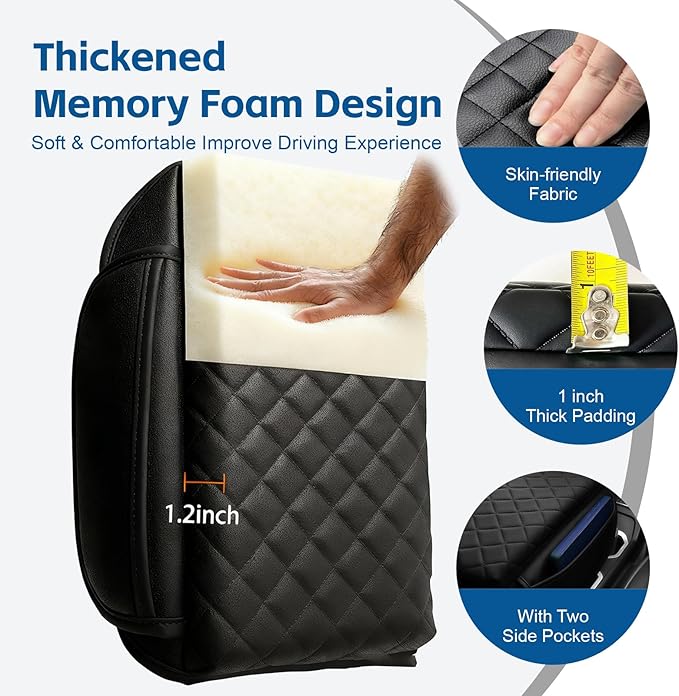 Upgrade Center Console Cover for Tesla Model 3 Model Y 2016-2024 2025 Armrest Cover with Pockets,Leather Arm Rest Box Cushion for Tesla Model 3/Y Interior Console Protector Accessories