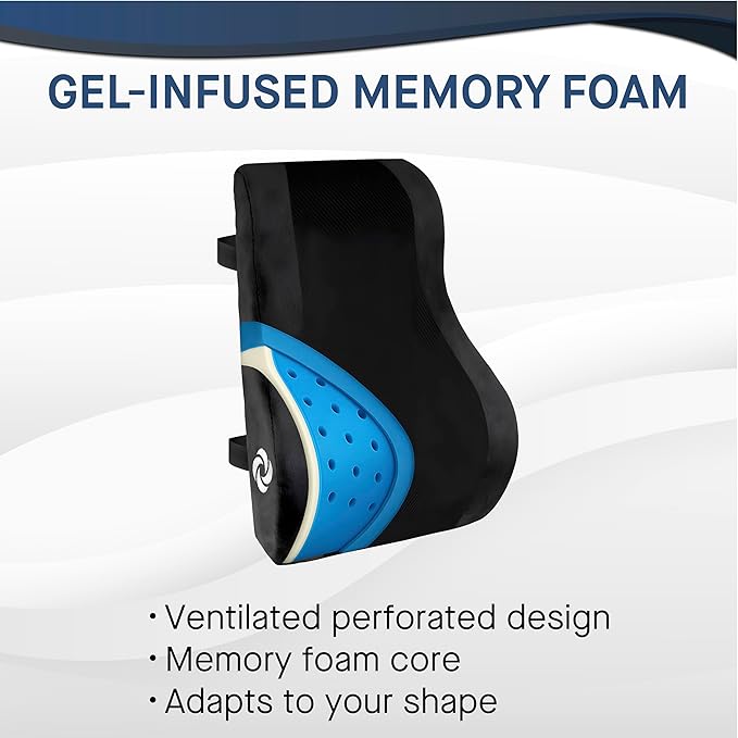 Samsonite Lumbar Support Pillow Mid and Lower Back with Cooling – Office Chair Back Cushion, Gaming Chair, Desk Chair, Car Seat Lumbar, Work from Home Office Accessories, Black with Cooling