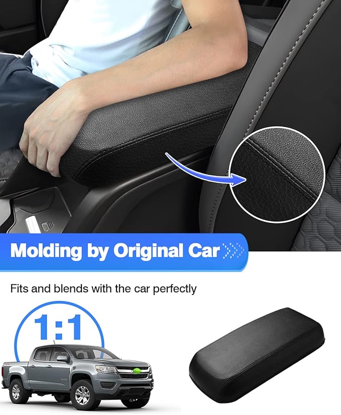 Autorder Center Console Cover for 2015-2022 Chevrolet Chevy Colorado/GMC Canyon Accessories Armrest Cover Anti-Scratch Middle Console Pad Leather Armrest Protector