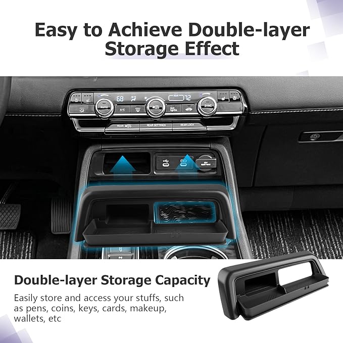 LUWU 2026 Honda Passport Accessories Compatible with 2023 2024 2025 2026 Pilot & 2026 Passport Center Console Organizer, Armrest Storage Box Tray Organizer Insert Tray 2025 Pilot Accessories Black