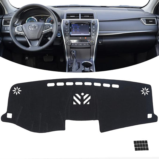 KEYOOG Dashboard Cover Dash Mat Fit for to-yota Camry 2017-2012 (for Left Hand Drive),Car Dash Board Mat Anti-Glare Carpet,Non-Slip Pad Sunshield Protector (Black)