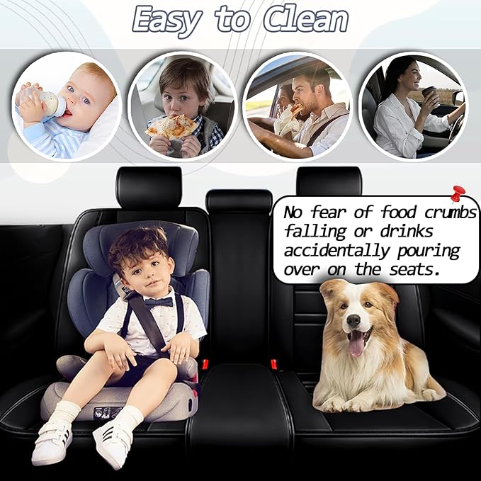 Seat Covers for Tahoe 1995-2025 | 5-Seats Leather Seat Covers, Easy to Install Automotive Seat Covers Full Set (Full Set, Black)