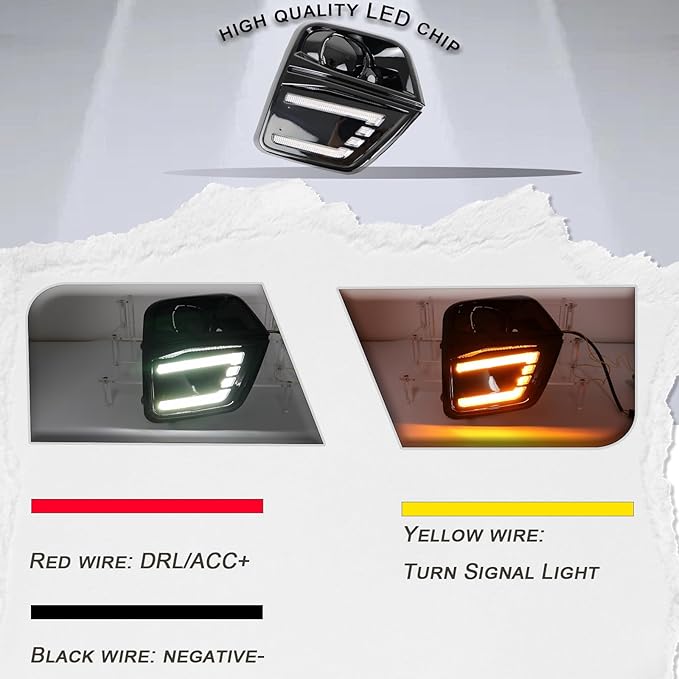 Switchback White/Amber LED Front Fog Lamp DRL Amber Sequential Turn Signal Light Compatible with Chevrolet Colorado 2023 2024 Front Fog Bumper Light Replacement Front OEM Bumper Trim