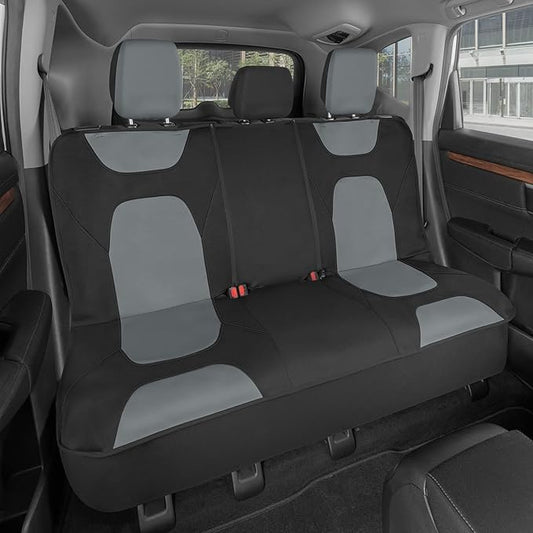 Motor Trend AquaShield Waterproof Gray Rear Split Bench Seat Covers for Trucks Rear Seat Cover Only - Black Car Seat Covers, Back Seat Cover Only - Durable Neoprene Spill Resistant for Kids & Dogs