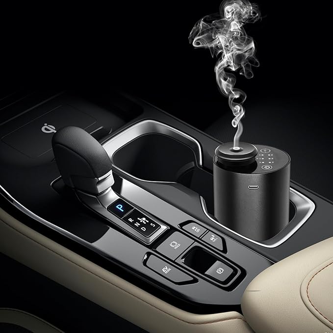 Waterless Essential Oil Diffuser, Battery Operated Mini Scent Air Machine for 5ml/ 10ml/ 20ml Essential Oils, Aromatherapy Diffuser with 3 Countdown Timers & 3 Mist Levels for Home, Car, Office