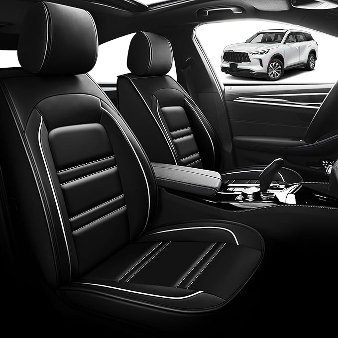 Seat Cover for Infiniti qx60 2014-2025 | Car Seat Covers Front Seats, Waterproof Seat Protectors, Automotive Front Seat Covers (Front Seat, Black&White Line)