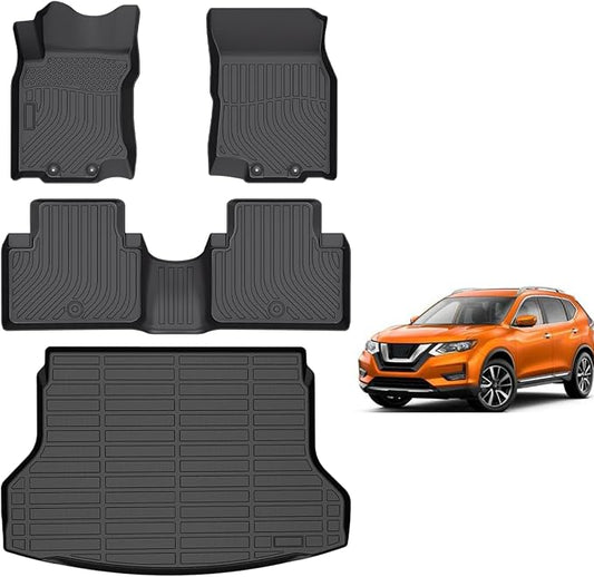 for Nissan Rogue Floor Mats 2014 2015 2016 2017 2018 2019 2020(Not Sport Models), TPE Automotive All Weather Custom Car Floor Mats Cargo Liner Full Set for Nissan Rogue 2014-2020 Accessories
