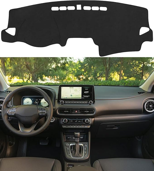 BIBLOZ Dash Cover for Hyundai Kona 2018-2023 Accessories Black Dashboard Cover Mat Car Dashboard UV Sun Protection