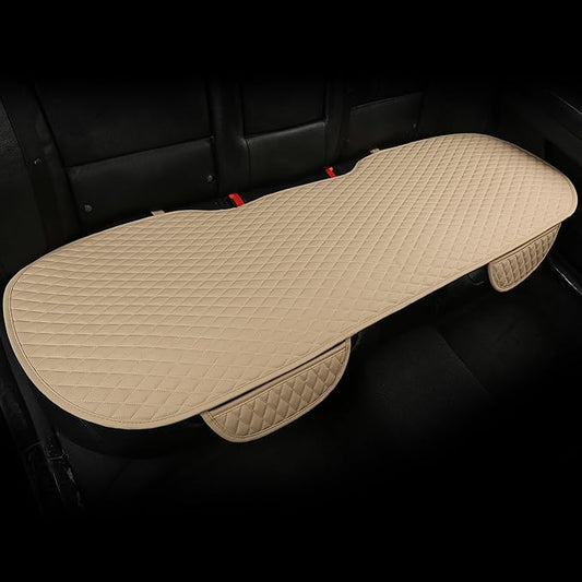 West Llama Pu Leather Car Seat Bottom Covers Protectors Include 1 Rear Bench Seat Cover Universal Fit 90% Vehicles,Beige
