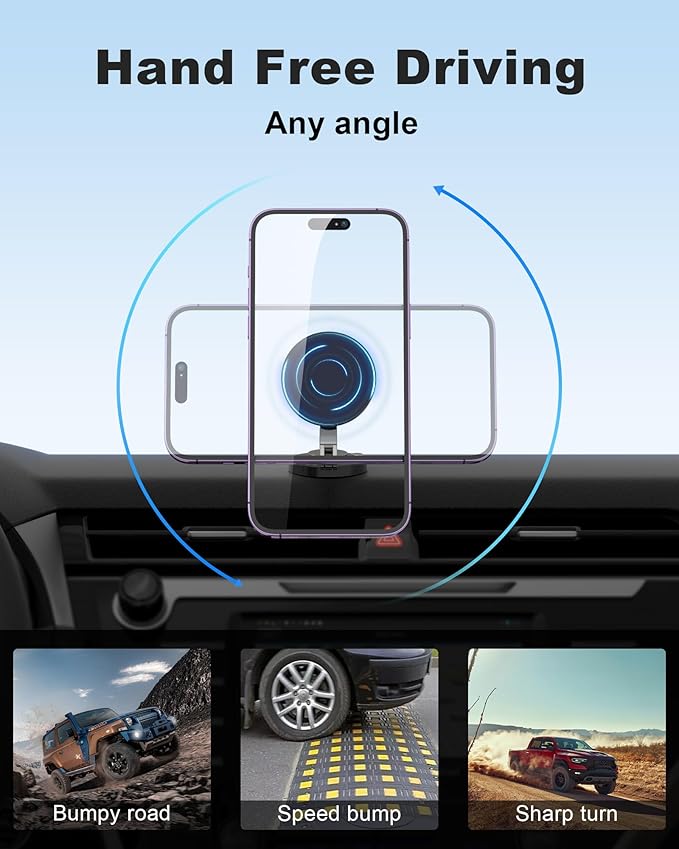 ZBF Magnetic Car Phone Holder Mount (360° Rotation) Cell Phone Car Holder, Phone Mount for Car Windshield Dashboard Hand Free Mount for iPhone 17 16 15 14 13 Pro Max All Smartphones
