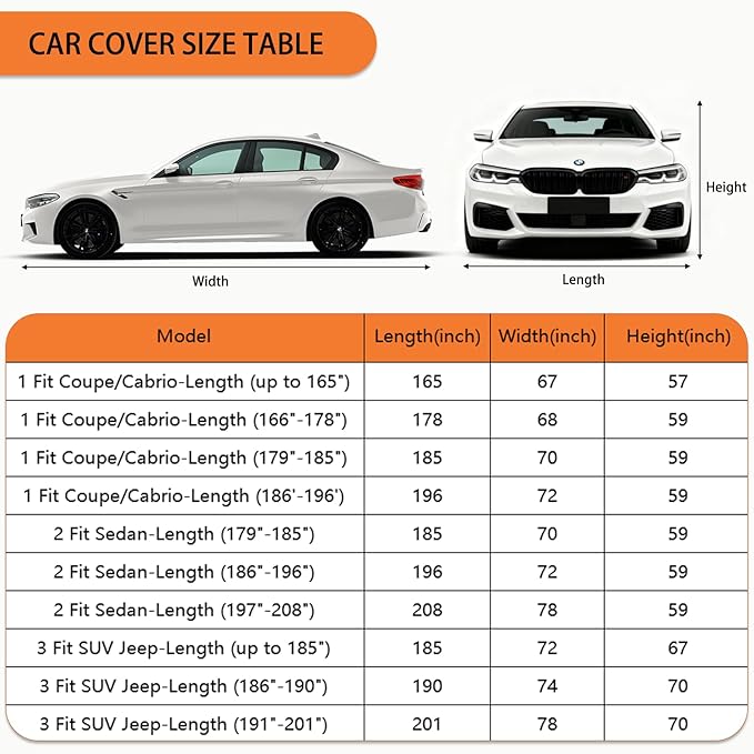 Kayme Heavy Duty Coupe Car Cover Waterproof All Weather for Automobiles, Outdoor Full Exterior Cover with Tape and Towel, Rain Snow Sun UV Protection, Fits Ford Mustang, Chevy Camaro etc.