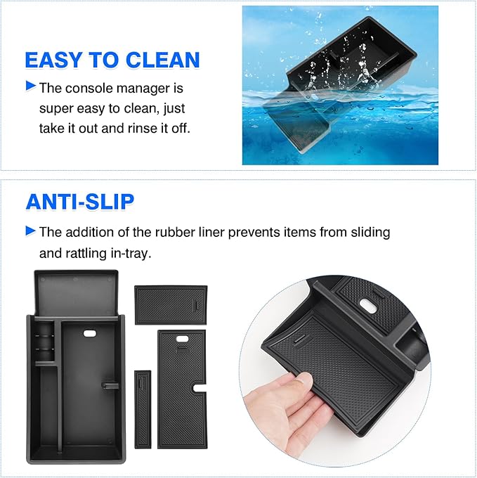 Autorder Center Console Organizer for 2024-2026 Chevrolet Blazer EV Accessories Armrest Storage Box Secondary Insert Tray with Anti-Slip Mat