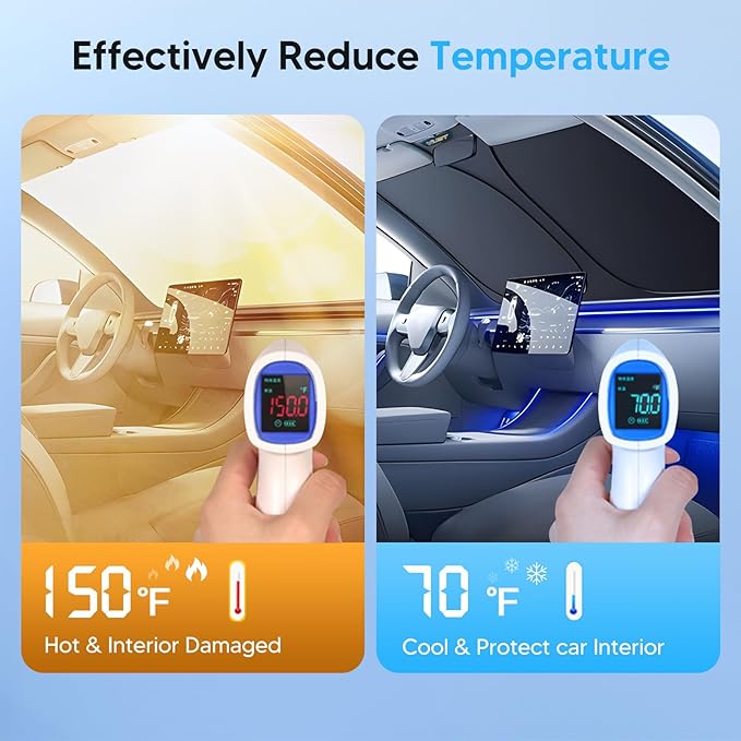 KUST Windshield Sun Shade for Toyota RAV4 2019-2021 2022 2023 2024 2025 Window Accessories Shade Sun Visor Cover Foldable Block UV Rays