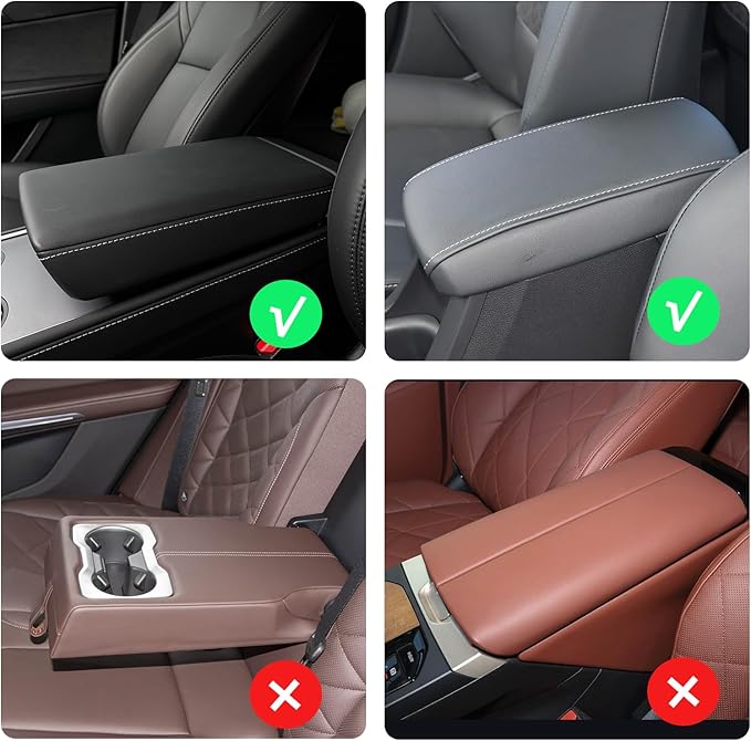 Upgraded Car Center Console Cover, Microfiber Leather Car Armrest Cover Cushion with 2 Storage Bags, Universal Car Armrest Storage Box Cover, Car Interior Accessories for Most Vehicles, Black