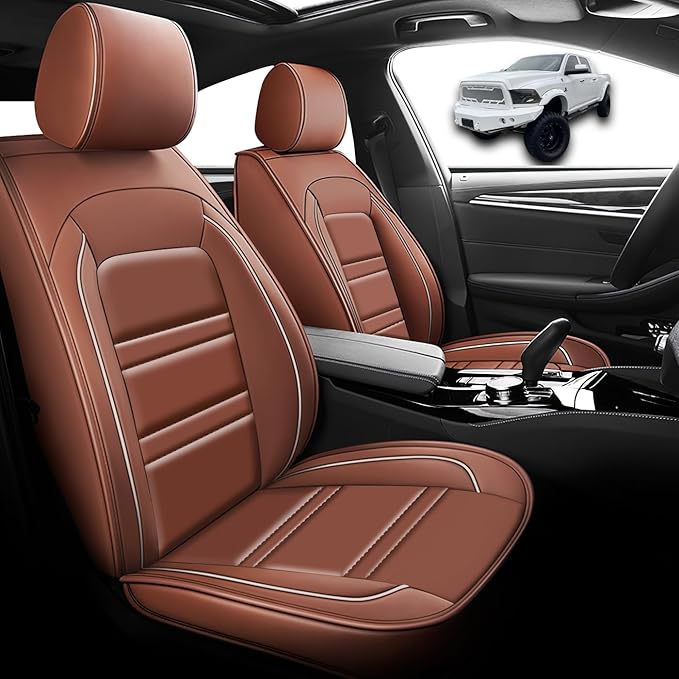 Seat Cover for Dodge ram 2500 2004-2011 | Car Seat Covers Front Seats, Waterproof Seat Protectors, Automotive Front Seat Covers (Front Seat, Coffee)
