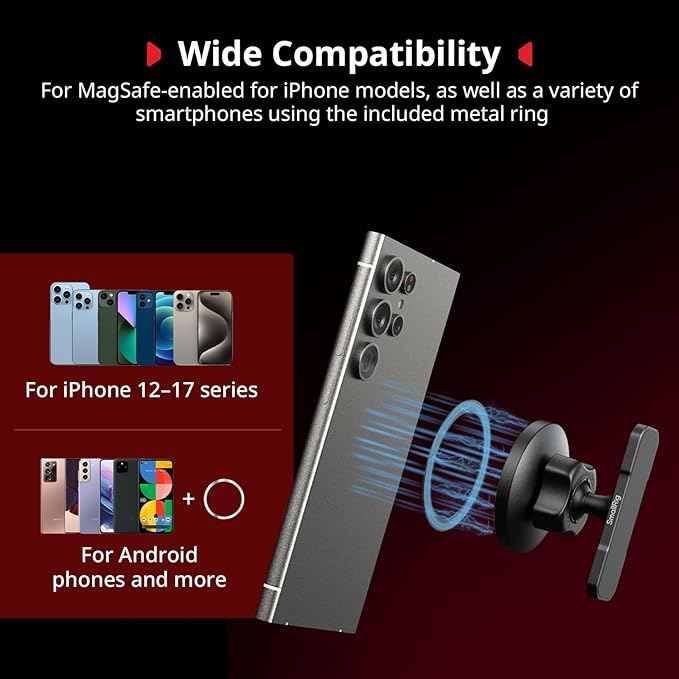 SMALLRIG Magnetic Phone Mount Gym for iPhone 17/16/15/14/13 Series, Adjustable Phone Holder Gym for Huawei, for Samsung, for Xiaomi, Double-Sided Magnetic Design - 5460