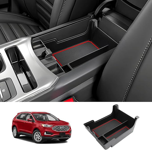 LUWU for 2024 Ford Edge Center Console Organizer Tray 2020 2021 2022 2023 2024 Ford Edge SE/SEL/ST-Line/Titanium/ST Console Organizer Armrest Storage Box Armrest Tray 2024 Ford Edge Accessories (Red)