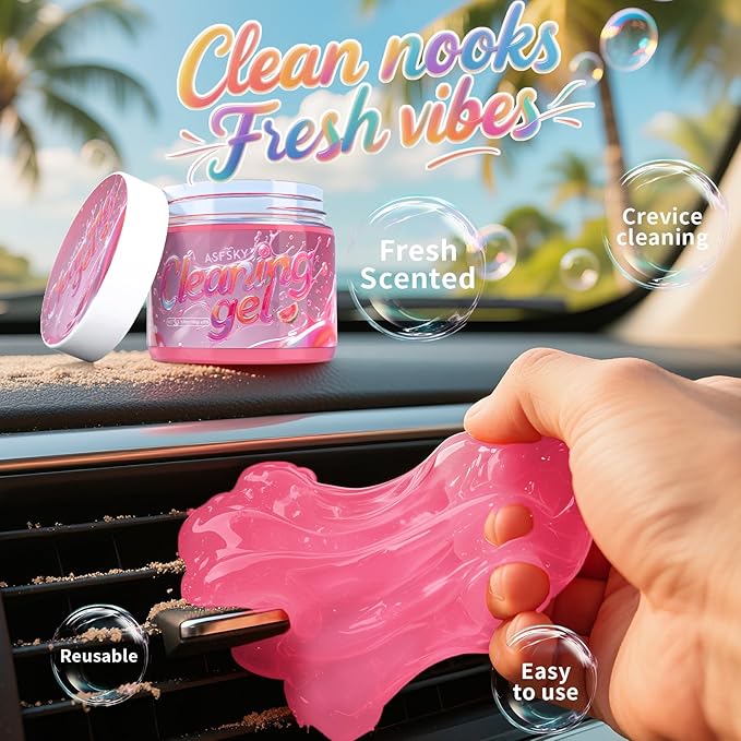 ASFSKY Car Cleaning Gel (Red,Watermelon) Cleaning Putty Universal Dust Cleaning Car Interior Cleaner Keyboard Dust Remover Car Slime Gifts for Men Women Girl（1 Pack）