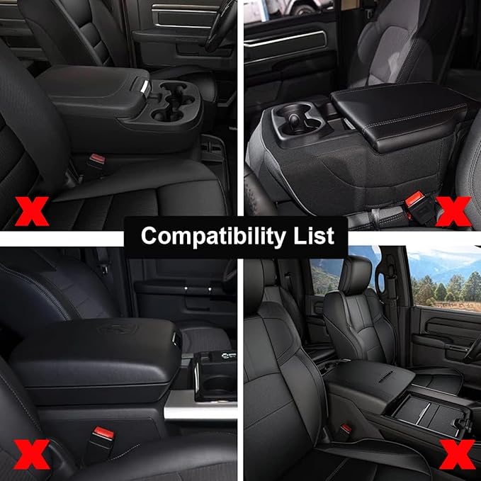 GIANT PANDA Custom Fit Center Console Cover for Dodge RAM 1500 2500 3500 2002 2003 2004 2005 2006 2007 2008 2009 2010 2011 2012 with Jump Seat - Waterproof Armrest Center Cover - Full Protection