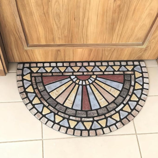 Outdoor Rubber Mat 17.71"x29.52" Heavy Duty, Waterproof Doormat for Outside Entrance, Non-Slip Backing, Easy Clean Patio Carpet for Garage, Porch, Deck, Kitchen (Yellow)