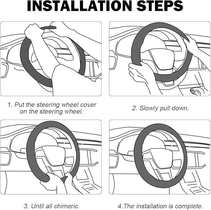 Vintage Groovy Flowers Car Leather Steering Wheel Cover - 15-inch Universal Microfiber- Soft & Breathable & Silicone Anti Slip Auto Steering Wheel Wrap for Women (Pink)