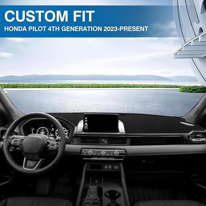 KUST Car Dash Cover for 2023 2024 2025 2026 Honda Pilot (Without HUD) Polyester Dashboard Cover Non-Slip Interior Accessories for Pilot Custom Fit Dash Mat Sunshade Windshield No Glare Black