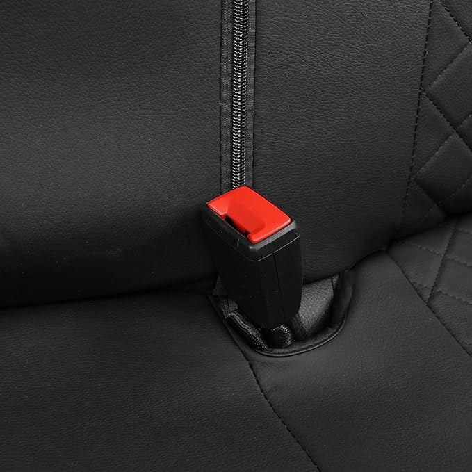 GIANT PANDA Rear Seat Covers for Nissan, Rogue Kicks Frontier Murano, Leather Back Seat Protectors (Beige+Black)