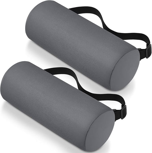 Wenqik 2 Pcs Lumbar Support Pillow Lumbar Roll Lower Pillow Office Seat Cushion with Adjustable Strap and Washable Cover for Travel Gaming Chair Car Seat Pain Relief(Grey)