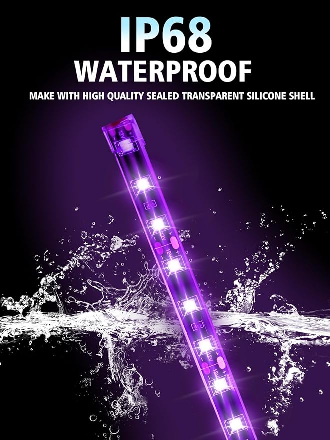 YM E-Bright 4Pcs Led Strip Lights for Car, 12inch Waterproof IP68 Car Underglow Strip Lights Decoration 18SMD 12V Led Interior Exterior Lights Strip for Cars Motorcycles Truck Golf Cart Boat - Pink