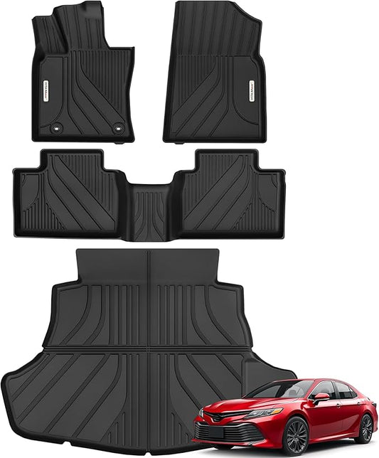 YITAMOTOR Floor Mats & Cargo Liner Fit for 2025-2026 Toyota Camry (Include Hybrid), All Weather TPE Odorless Anti-Slip Full Set Automotive Camry Floor Liners & Trunk Mat Accessories, Black