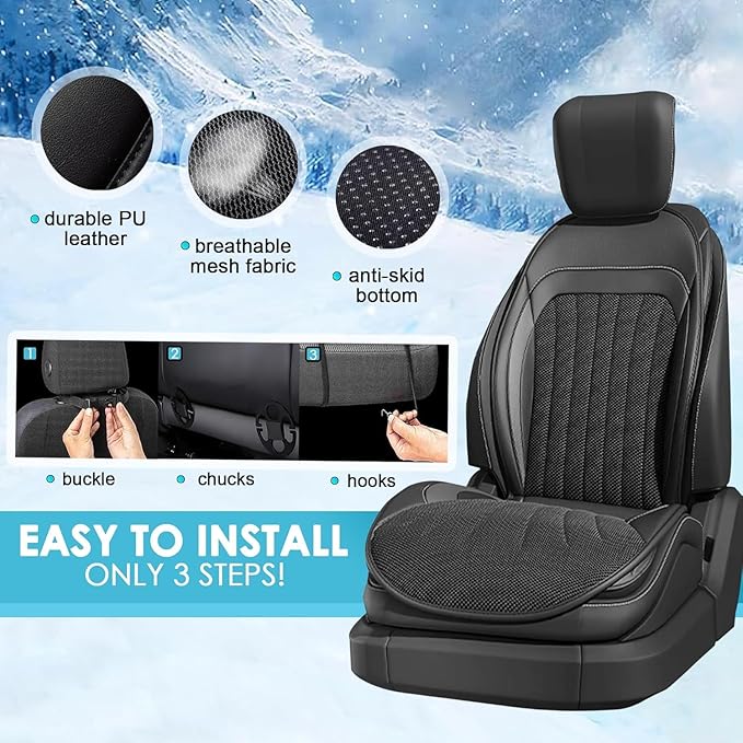 3 in 1 Massage Cushion with Winter, Cooling Seat Covers, Chair Massager for Full Body 12V Car Seat Covers, Gifts for Dad Mom (Winter,Summer,Massage-1)