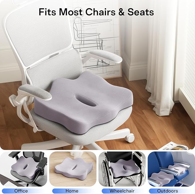 Seat Cushions for Office Chairs - Pressure Relief Seat Cushion - Car Seat Cushions for Pressure Relief, Tailbone Pain, Sciatica & Back Pain Relief for Office Chairs (Purple)