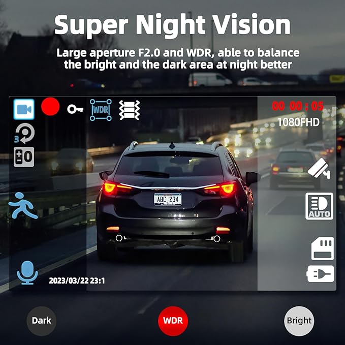 Dual Dash Cam Front and Inside with 64GB Card,Milerong X25 1080P Dash Camera for Cars with Infrared Night Vision,Loop Recording,G-Sensor,24H Park Monitor,Inside Car Camera for Uber/Lyft/Taxi Driver