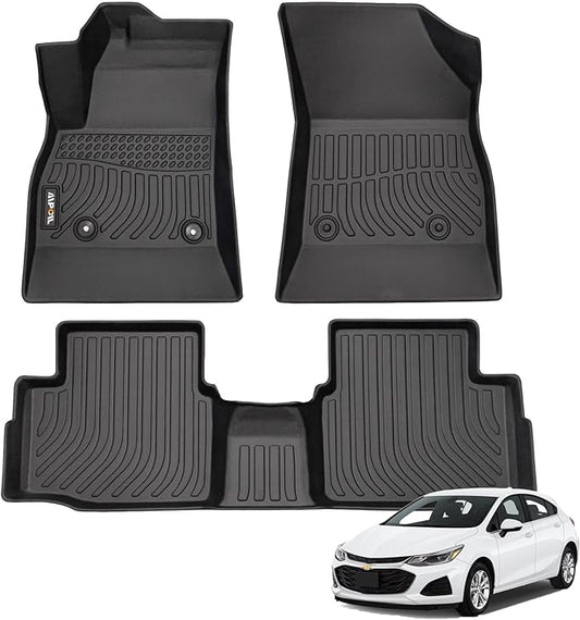 AIPOIL® Floor Mats for 2016-2019 Chevy Cruze (Not for 2016 Cruze Limited) Fits 1st & 2nd Row TPE All Weather Anti-Slip Floor Liners Full Set Custom Car Mats Accessories, Black