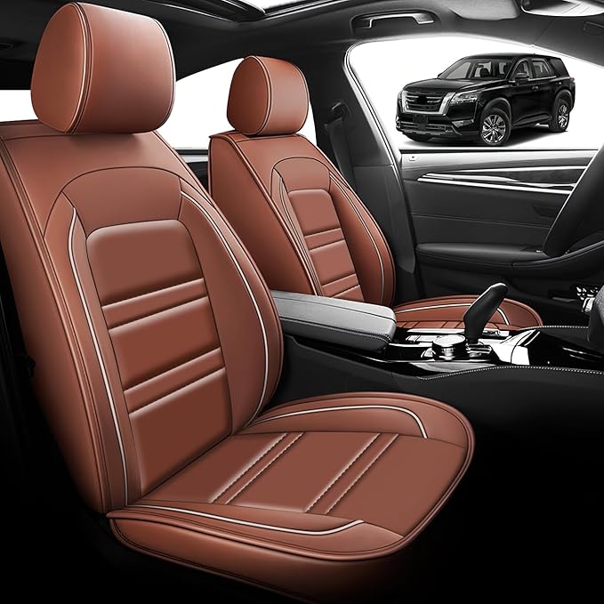Seat Cover for Nissan Car Pathfinder 2000-2025 | Car Seat Covers Front Seats, Waterproof Seat Protectors, Automotive Front Seat Covers (Front Seat, Coffee)