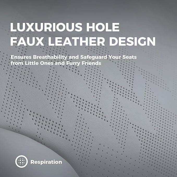 Grey Car Seat Covers Only Front 2pc - Breathable Faux Leather Universal Seat Covers for Cars, Automotive Protector Fit for Most Sedan SUV Pick-up Truck