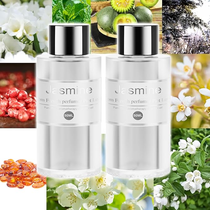 Amor Lyris 2 Packs Essential Oil Refill for Smart Car Air Freshener, 3.5OZ Car Diffuser Refill, Aromatherapy Perfume Refill Can be Used for 4-8 Months, Made with Natural Plant Extracts, Jasmine