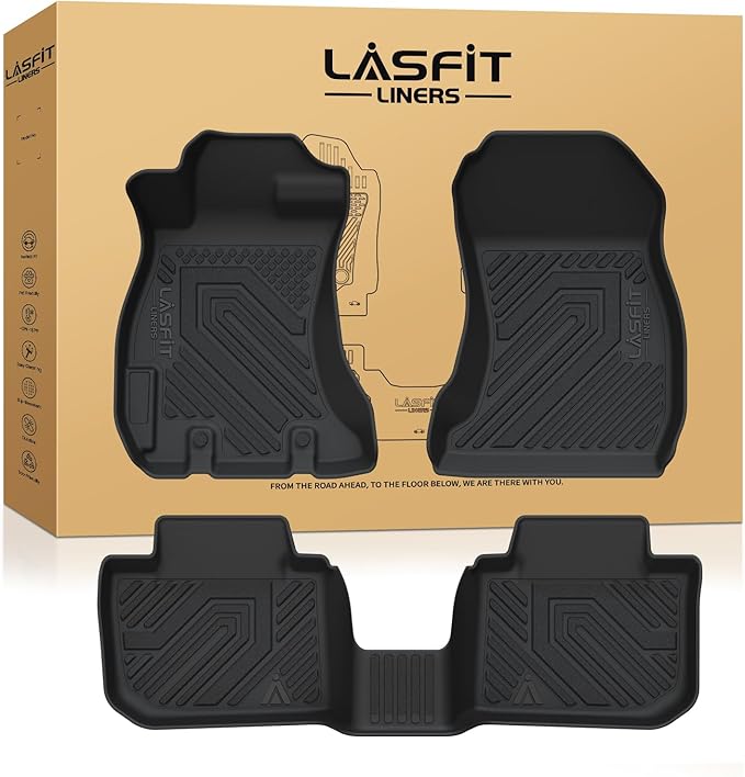 LASFIT Floor Mats for Subaru Crosstrek 2016-2017/XV Crosstrek 2013-2015/Impreza 2012-2016/WRX 2015-2021,Custom Fit TPE All Weather Floor Liners 1st & 2nd Row for Subaru Car Mats, Black