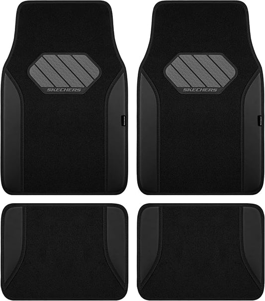Skechers Car Floor Mats,Waterproof Universal Fit Faux Leather Car Mats,Floor Mats for Cars with Anti-Slip Heel Pad,Fit for SUVs,Vans,Sedans,Trucks,Black