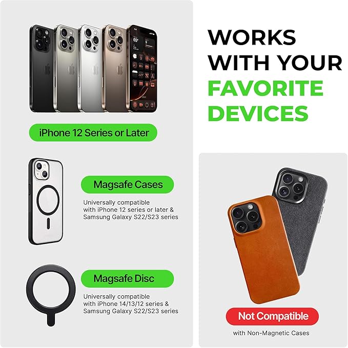 Wireles Charger Magnetic Phone Mount - Car Cell Phone Holder with AMPS Mounting Plate - Stand Compatible with iPhone 14/15/16/17/Samsung, Fast Charging (Drill Base AMPS Plate)