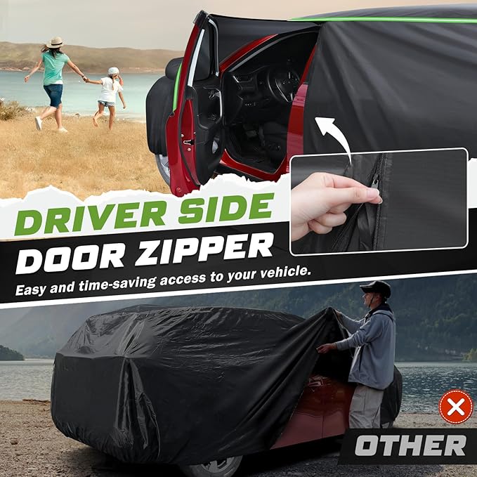 Mixsuper Liner Car Cover for Chevrolet Equinox/GMC Terrain 2005-2026, 7 Layers Full Car Cover All Weather Car Covers for Chevy Equinox, Waterproof Outdoor Cover with Zipper Door Reflective Strips