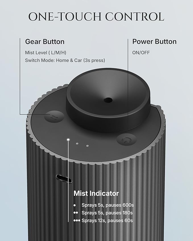 AROMADD 2026 Upgraded Smart Scent Air Machine, 20ml Capacity Up to 600 Sq Ft Waterless Essential Oil Diffuser, Battery Operated Portable Cold Air Diffuser for Home Car Office, Titanium Gray