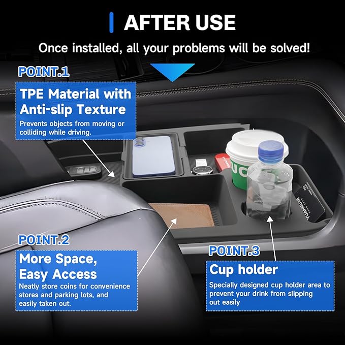 SXCY for 2025 Toyota Sienna Center Console Organizer for 2024 2025 Toyota Sienna Accessories Silicone Under Console Cupholder Tray for 2021-2024 2025 Sienna Under Console Storage[Not for Cool Box]