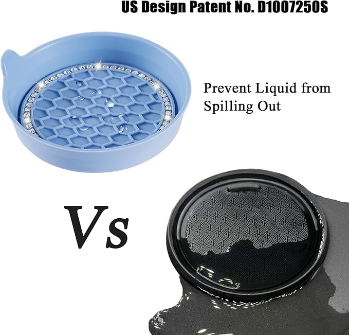 Amooca Car Cup Coaster Universal Non-Slip Cup Holders Bling Crystal Rhinestone Car Interior Accessories 4 Pack Gray Blue