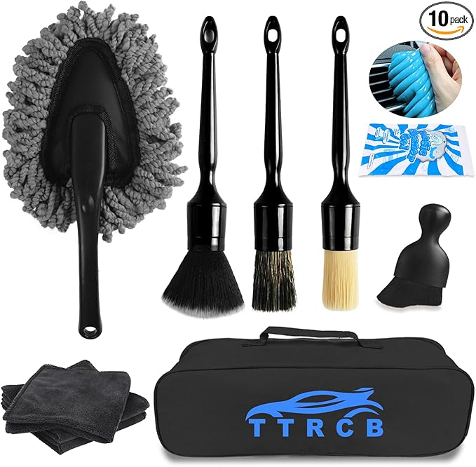 10PCS Car Detailing Cleaning Kit Interior Cleaner, Car Detailing Brushes, Car Duster, Car Cleaning Gel, Microfiber Cleaning Cloth, Car Accessories Essentials Supplies Tools for Auto,Truck, Interior