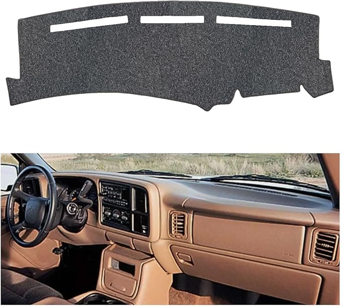 Iggee Custom Premium Carpet Dash Cover Compatible for 2000-2006 Chevy Silverado Made in The USA (Charcoal)